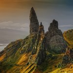 Motorhome in the isle of skye at the old man of storr